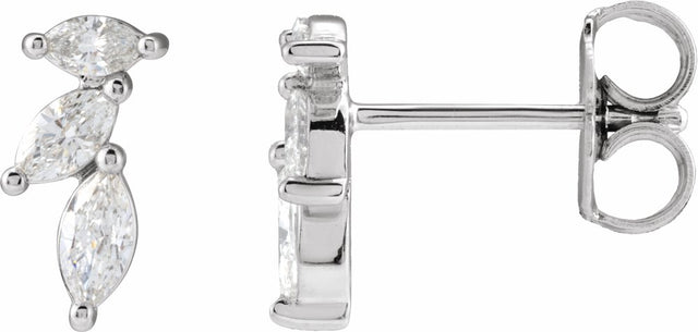 14K White 1/3 CTW Natural Diamond Nature-Inspired Earrings