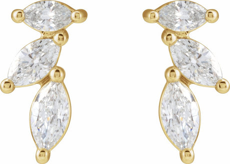 14K Yellow Gold 1/3 CTW Natural Diamond Nature-Inspired Earrings