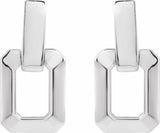 14K White Gold Geometric Drop Earrings