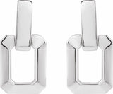 14K White Geometric Drop Earrings