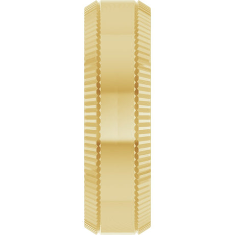 14K Yellow Gold 6 mm Beveled-Edge Grooved Comfort-Fit Half Round Band Size 10.5