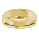 14K Yellow 6 mm Beveled-Edge Grooved Comfort-Fit Half Round Band