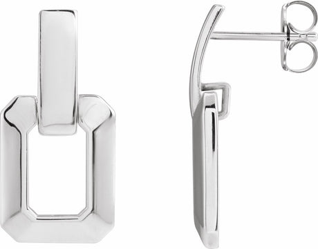14K White Gold Geometric Drop Earrings