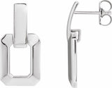 14K White Gold Geometric Drop Earrings