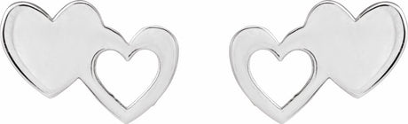 Sterling Silver Double Heart Stud Earrings