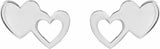 Sterling Silver Double Heart Stud Earrings