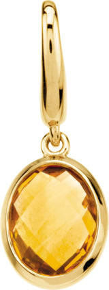 14K Yellow Checkerboard Natural Citrine Charm