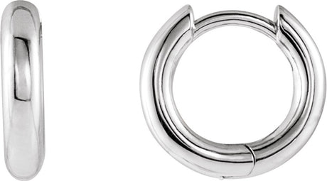 14K White Gold Hinged 12 mm Hoop Earrings