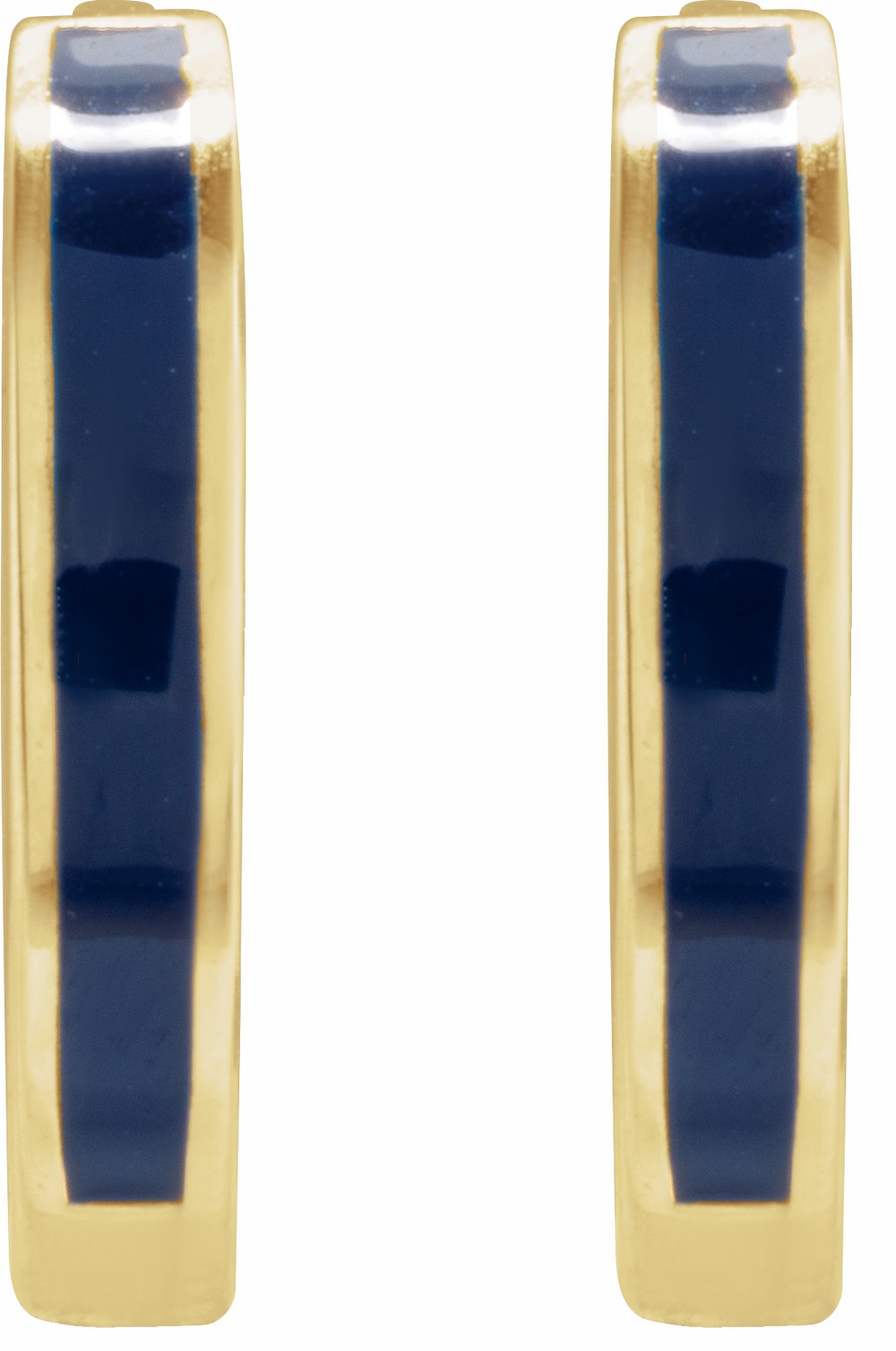 14K Yellow Blue Enamel Hinged 12.1 mm Hoop Earrings