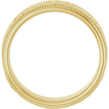 10K Yellow Gold 6.1 mm Milgrain Edge Floral Flat Band Size 7