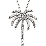 14K White Gold 1/4 CTW Natural Diamond Palm Tree 16" Necklace