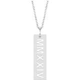 14K White 2024 Year Roman Numeral 16-18" Necklace