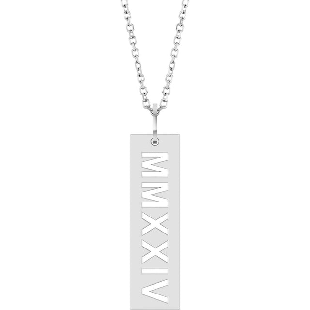 14K White 2024 Year Roman Numeral 16-18" Necklace