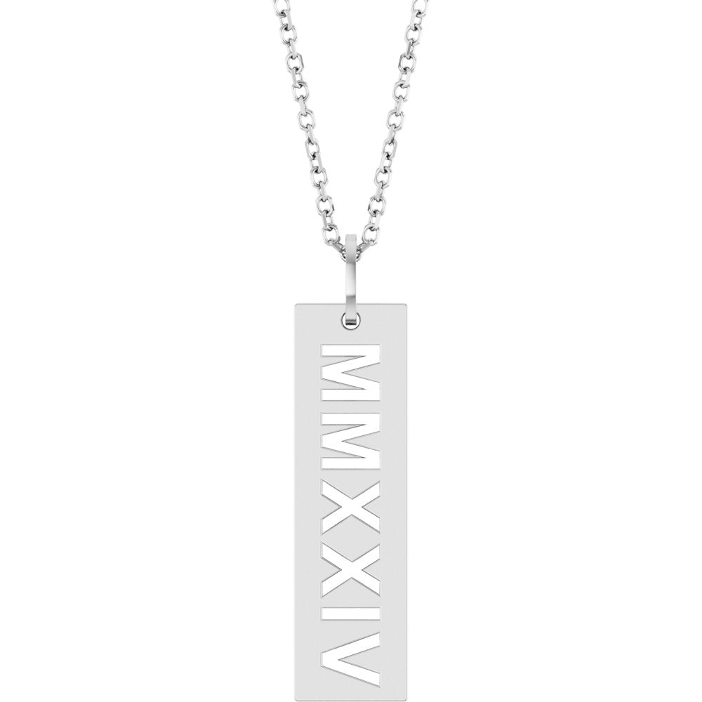 14K White 2024 Year Roman Numeral 16-18" Necklace