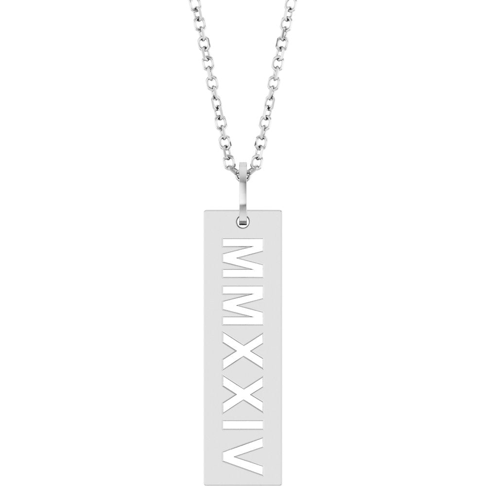 14K White 2024 Year Roman Numeral 16-18" Necklace