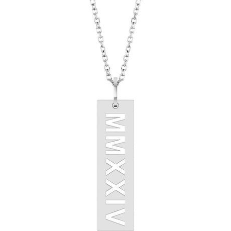 14K White 2024 Year Roman Numeral 16-18" Necklace
