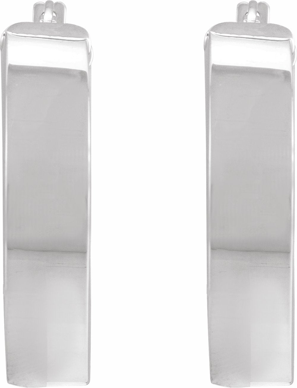 14K White Flat Tube 23 mm Hoop Earrings