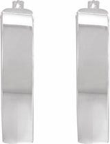 14K White Flat Tube 23 mm Hoop Earrings