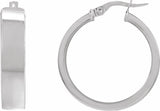 14K White Flat Tube 23 mm Hoop Earrings