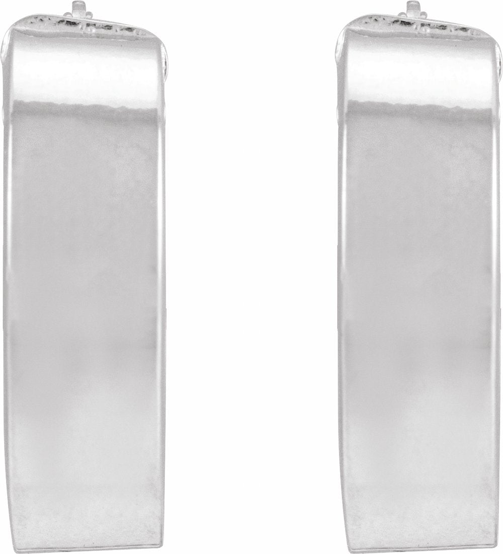 Sterling Silver Flat Tube 15 mm Hoop Earrings