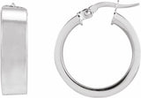 Sterling Silver Flat Tube 15 mm Hoop Earrings