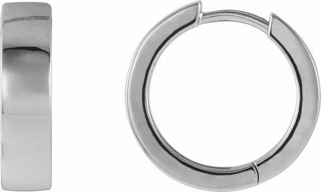 14K White Gold Hinged 16.5 mm Hoop Earrings