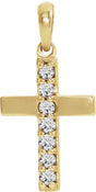 14K Yellow Gold Lab-Grown Diamond Cross Pendant
