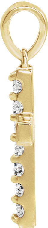 14K Yellow Gold Lab-Grown Diamond Cross Pendant