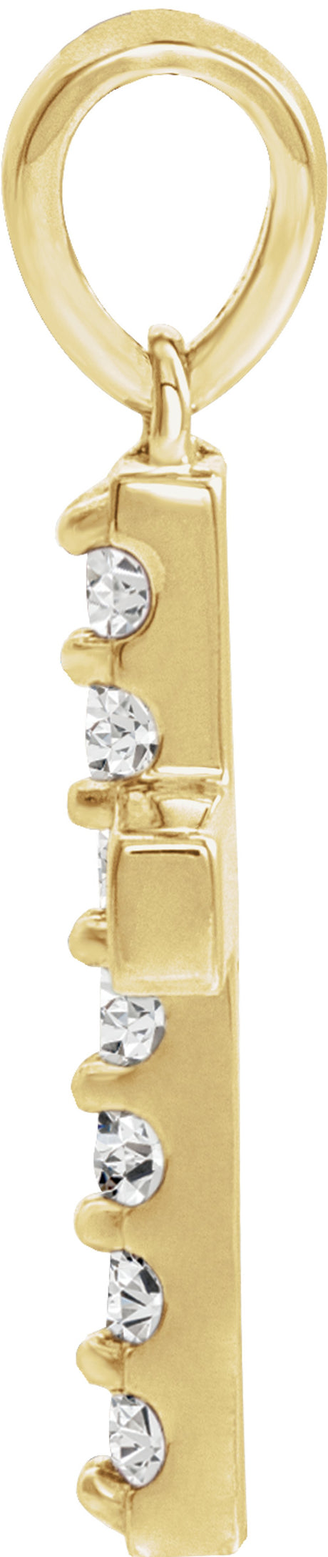 14K Yellow Gold Lab-Grown Diamond Cross Pendant