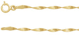 14K Yellow 1.6 mm Twisted Herringbone 7" Chain