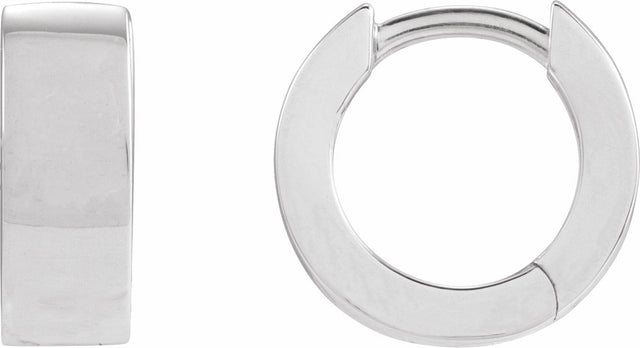 14K White Gold Hinged 11.5 mm Hoop Earrings