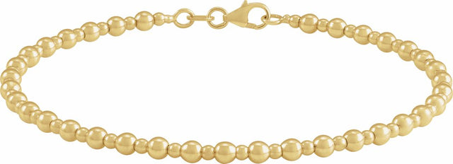 14K Yellow Beaded 7" Bracelet