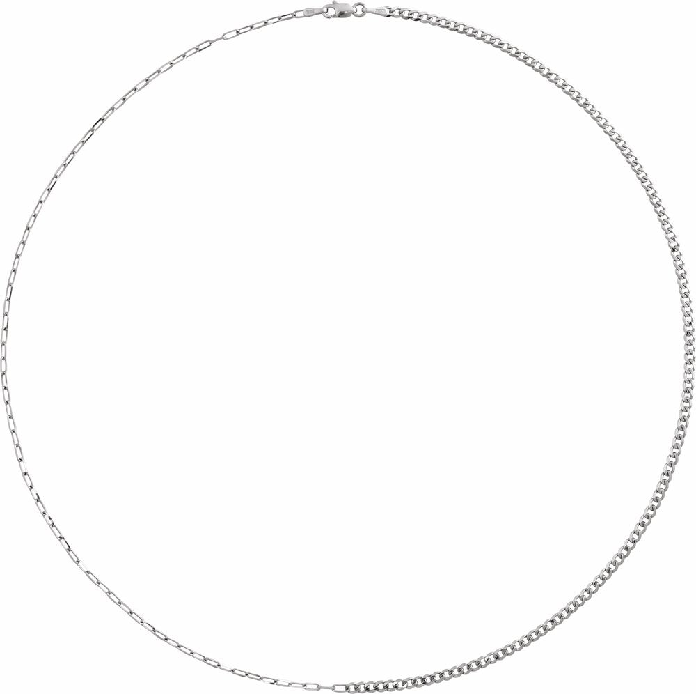 Sterling Silver 2.7 mm Curb & Paperclip-Style 18" Chain