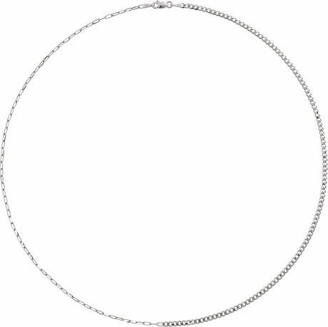 Sterling Silver 2.7 mm Curb & Paperclip-Style 18" Chain