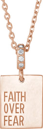 14K Rose Gold .02 CTW Natural Diamond Faith Over Fear 16-18" Necklace