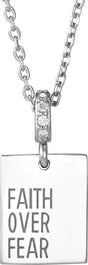 14K White .02 CTW Natural Diamond Faith Over Fear 16-18" Necklace