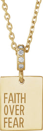 14K Yellow Gold .02 CTW Natural Diamond Faith Over Fear 16-18" Necklace