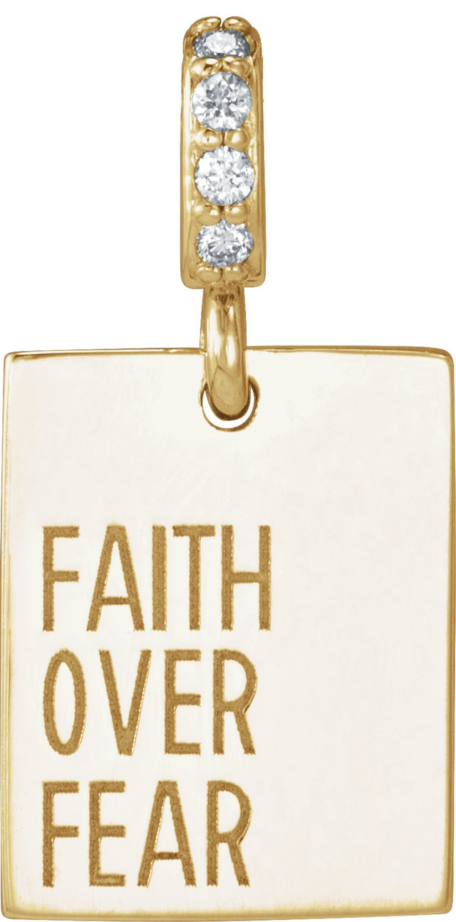 14K Yellow .02 CTW Natural Diamond Faith Over Fear Pendant