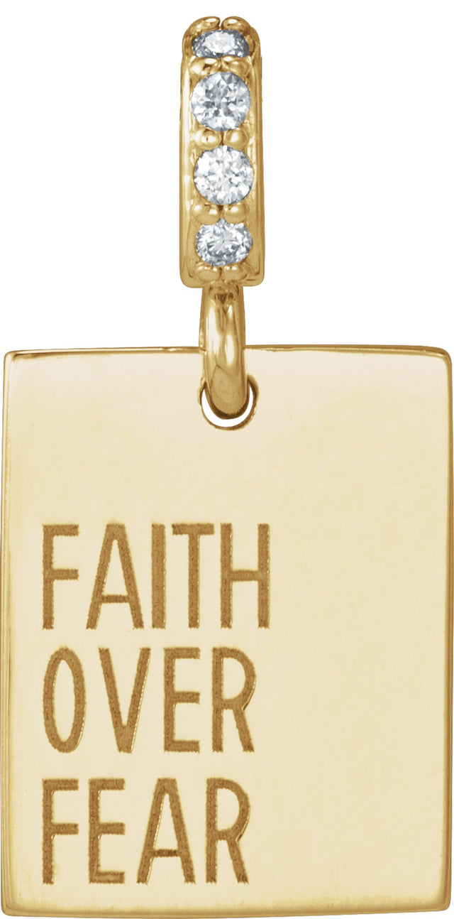 14K Yellow Gold .02 CTW Natural Diamond Faith Over Fear Pendant