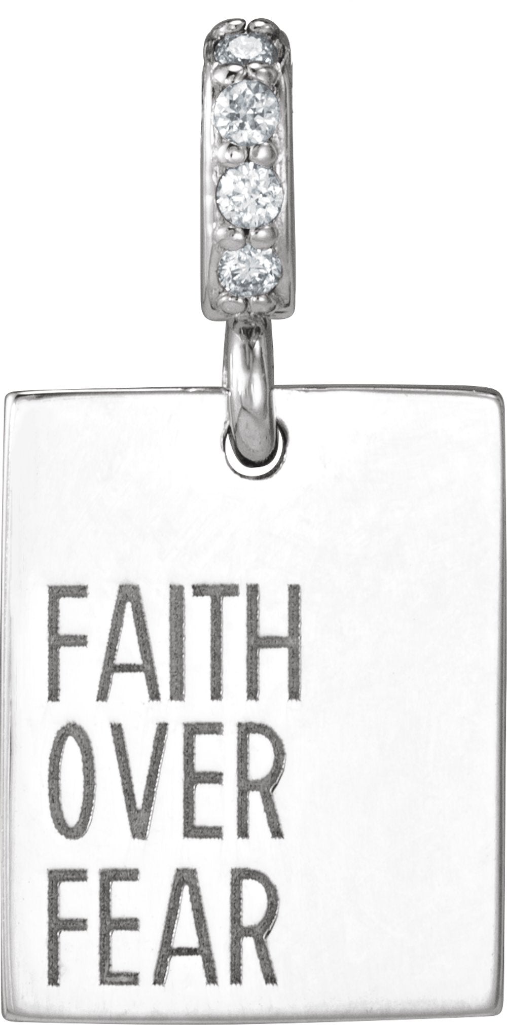 Sterling Silver .02 CTW Natural Diamond Faith Over Fear Pendant