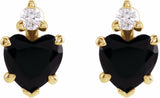 14K Yellow Natural Black Onyx & .06 Natural Diamond Stud Earrings