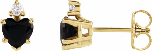 14K Yellow Natural Black Onyx & .06 Natural Diamond Stud Earrings