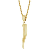 14K Yellow Gold Italian Horn 20" Necklace