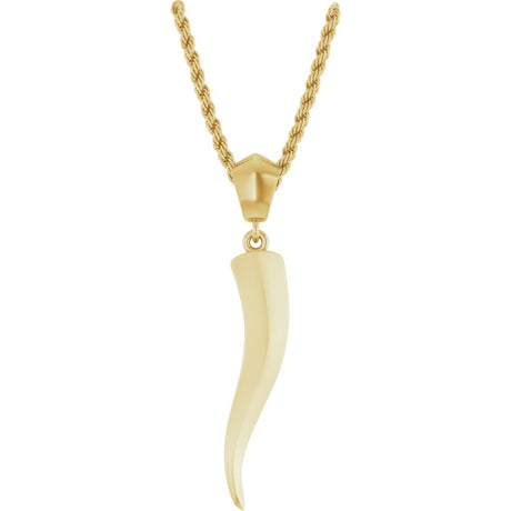 14K Yellow Gold Italian Horn 20" Necklace