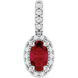 14K White Lab-Grown Ruby & .04 CTW Natural Diamond Halo-Style Pendant