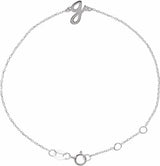 Sterling Silver Initial G 6 1/2-7 1/2" Bracelet