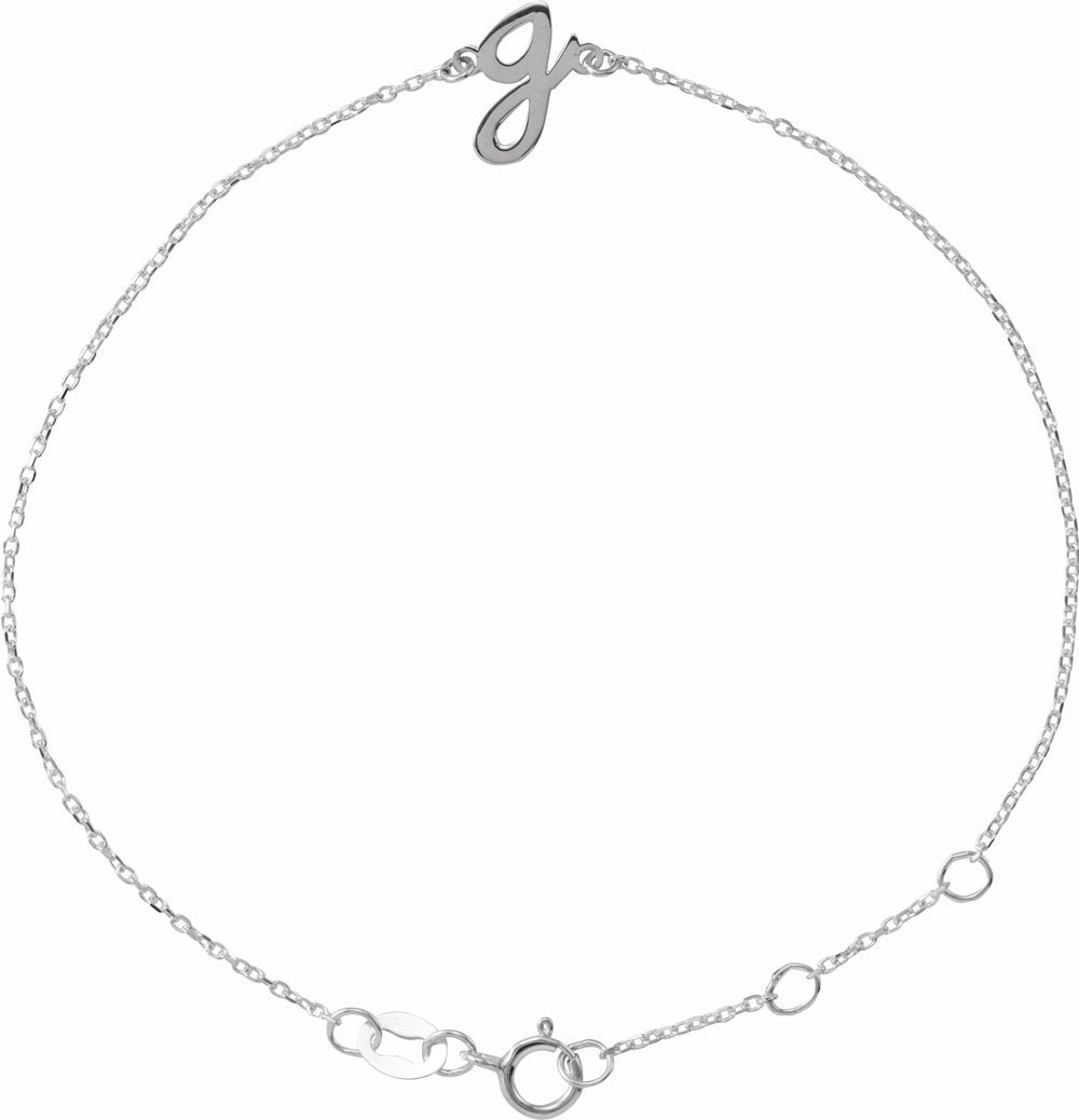 Sterling Silver Initial G 6 1/2-7 1/2" Bracelet