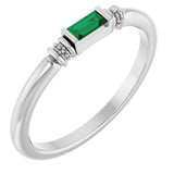 Sterling Silver Lab-Grown Emerald Stackable Ring