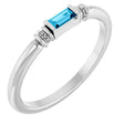 14K White Gold Lab-Grown Aqua Sapphire Stackable Ring