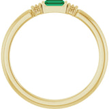 14K Yellow Lab-Grown Emerald Stackable Ring